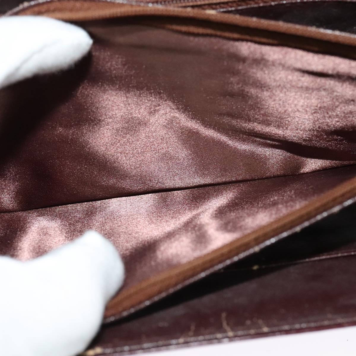 Christian Dior Shoulder Bag Leather Bordeaux Gold Auth am8952