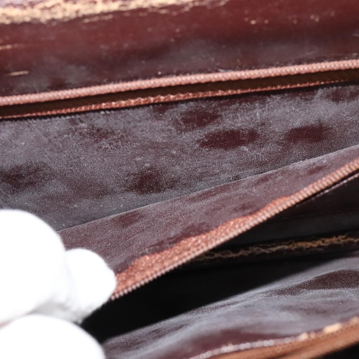 Christian Dior Shoulder Bag Leather Bordeaux Gold Auth am8952