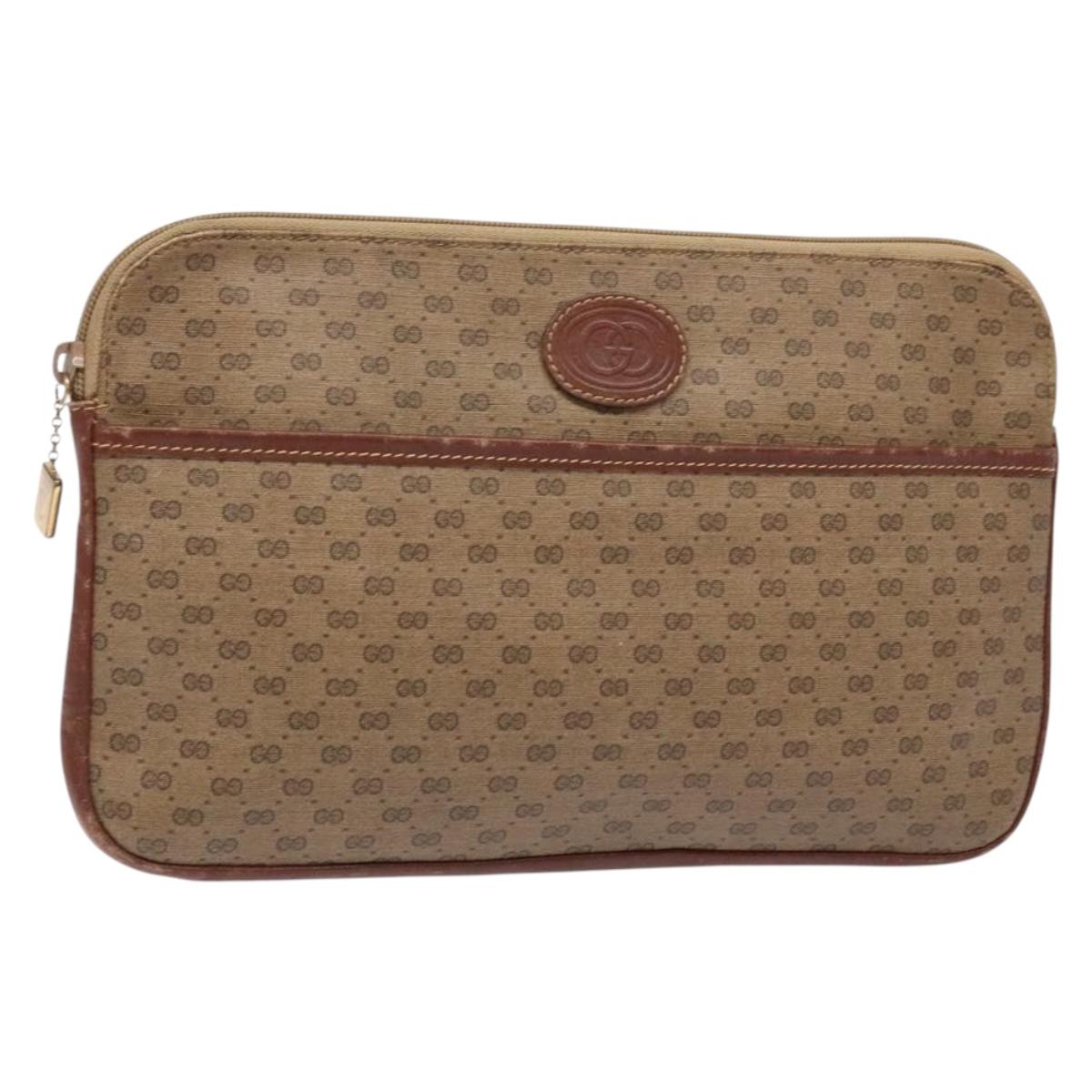 GUCCI Micro GG Supreme Clutch Bag PVC Beige Gold 004 92 0142 Auth am8953