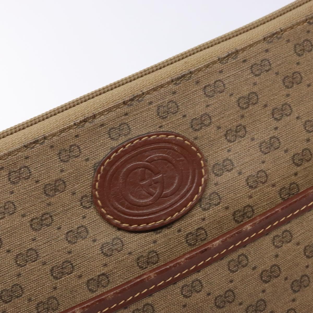 GUCCI Micro GG Supreme Clutch Bag PVC Beige Gold 004 92 0142 Auth am8953