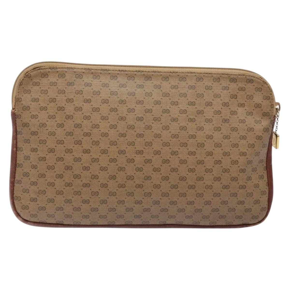 GUCCI Micro GG Supreme Clutch Bag PVC Beige Gold 004 92 0142 Auth am8953