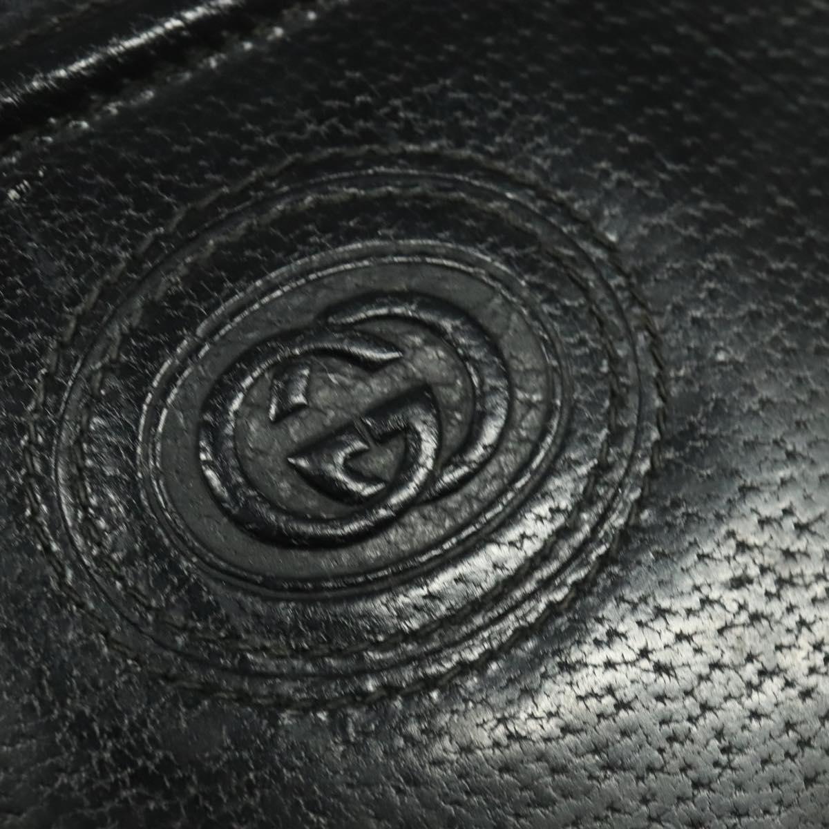 GUCCI Shoulder Bag Leather Black Gold 001 256 0609 Auth am8954