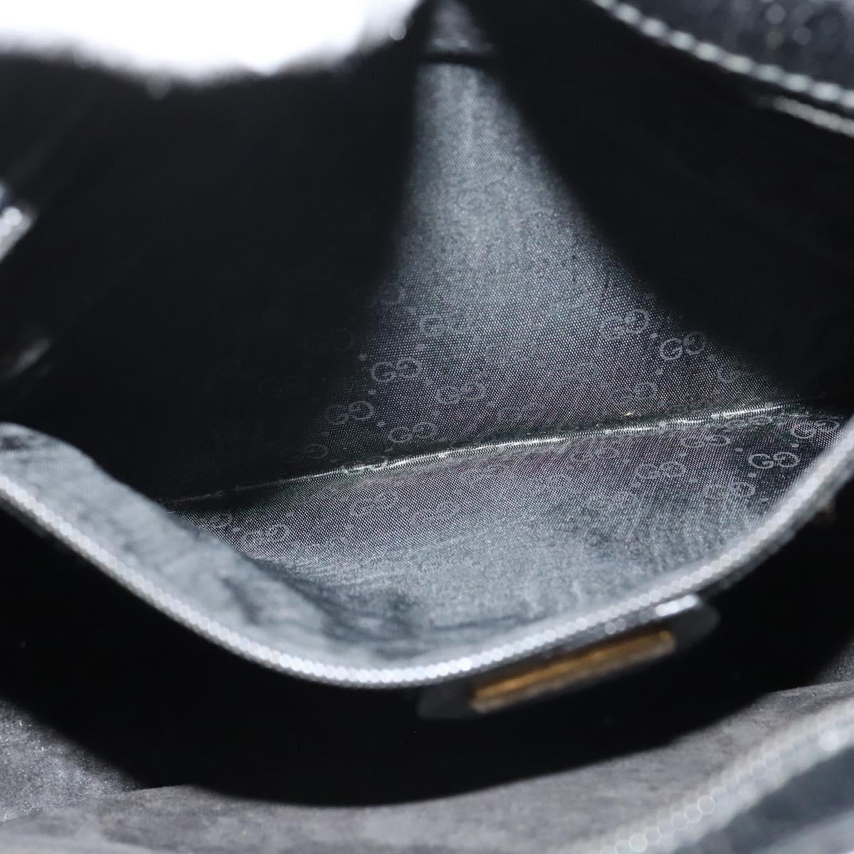 GUCCI Shoulder Bag Leather Black Gold 001 256 0609 Auth am8954