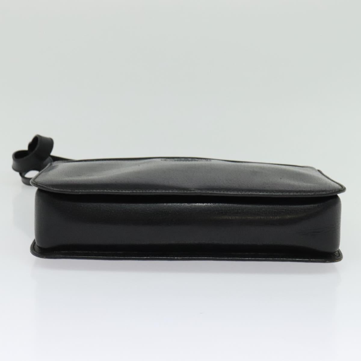 GUCCI Shoulder Bag Leather Black Gold 001 256 0609 Auth am8954