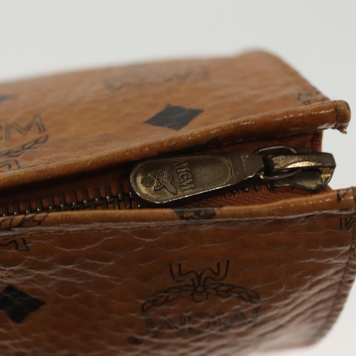 MCM Logogram Vicetos Clutch Bag PVC Leather Brown Gold Auth am8955