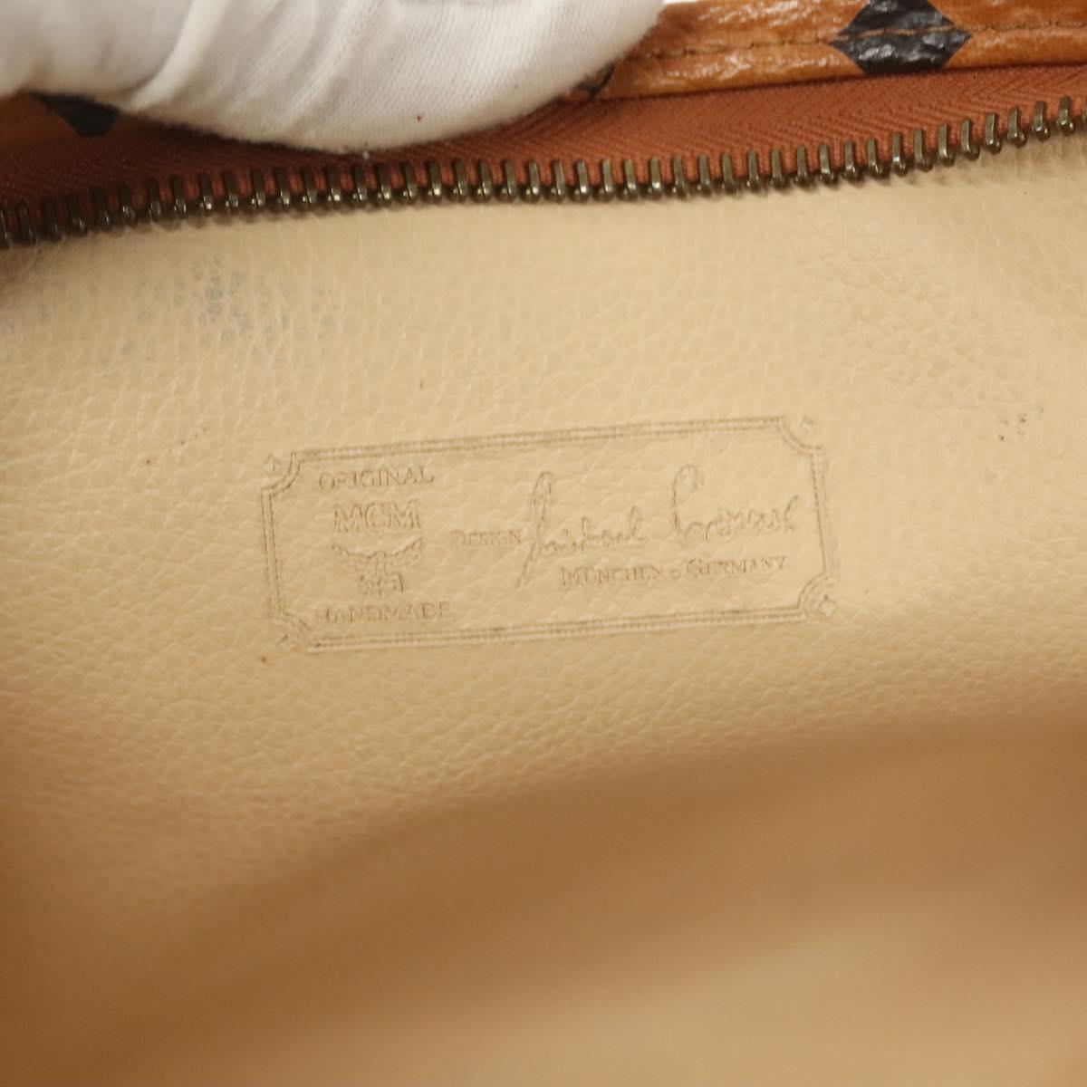 MCM Logogram Vicetos Clutch Bag PVC Leather Brown Gold Auth am8955