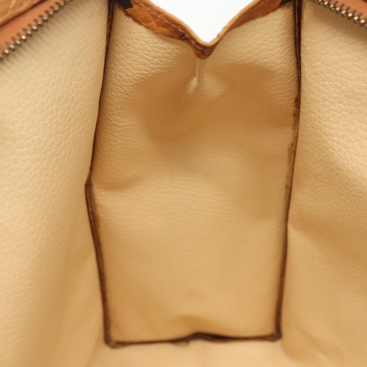 MCM Logogram Vicetos Clutch Bag PVC Leather Brown Gold Auth am8955