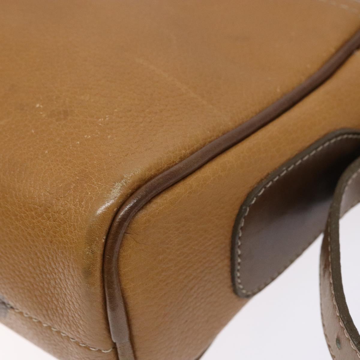 LOEWE Shoulder Bag Leather Brown Gold Auth am8960