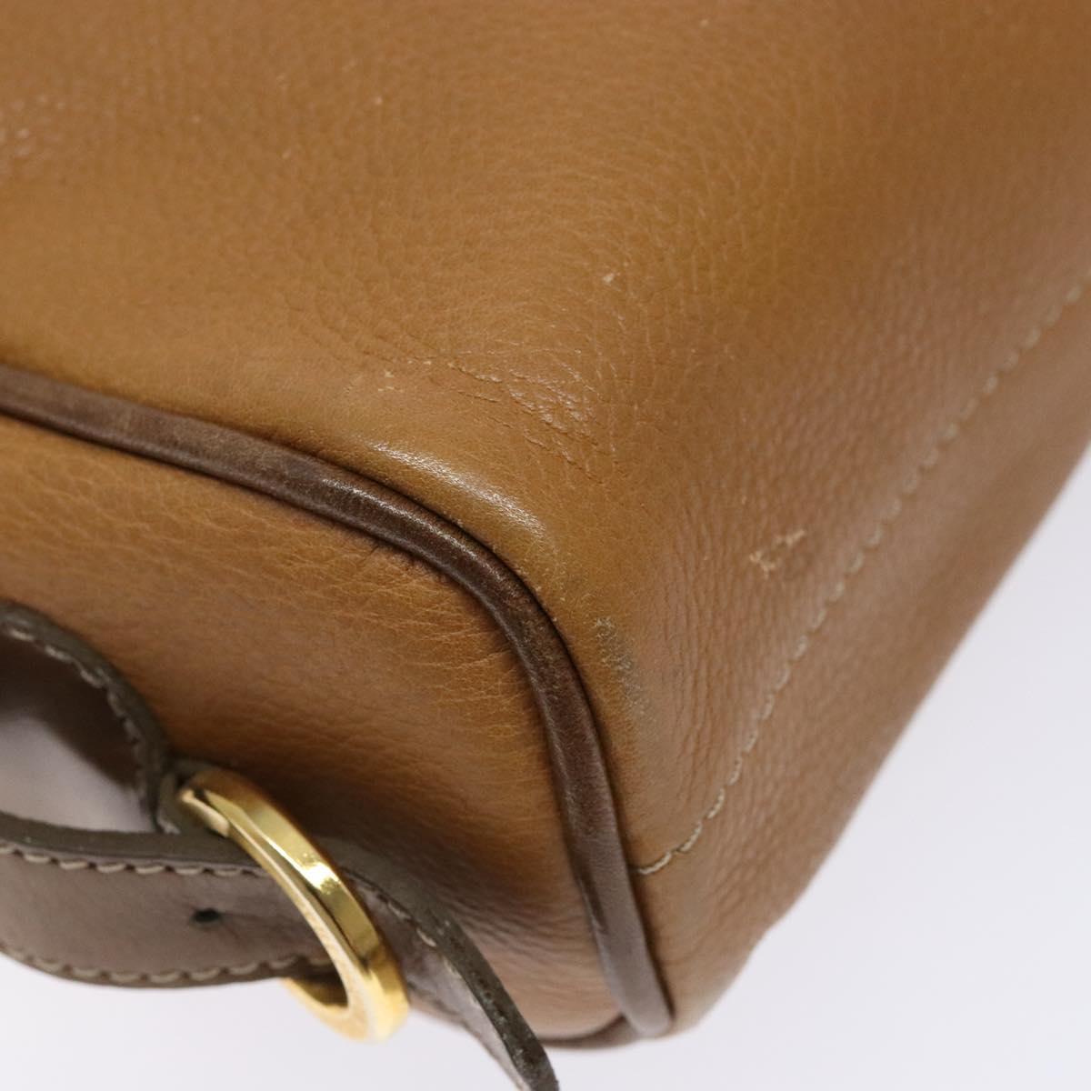 LOEWE Shoulder Bag Leather Brown Gold Auth am8960