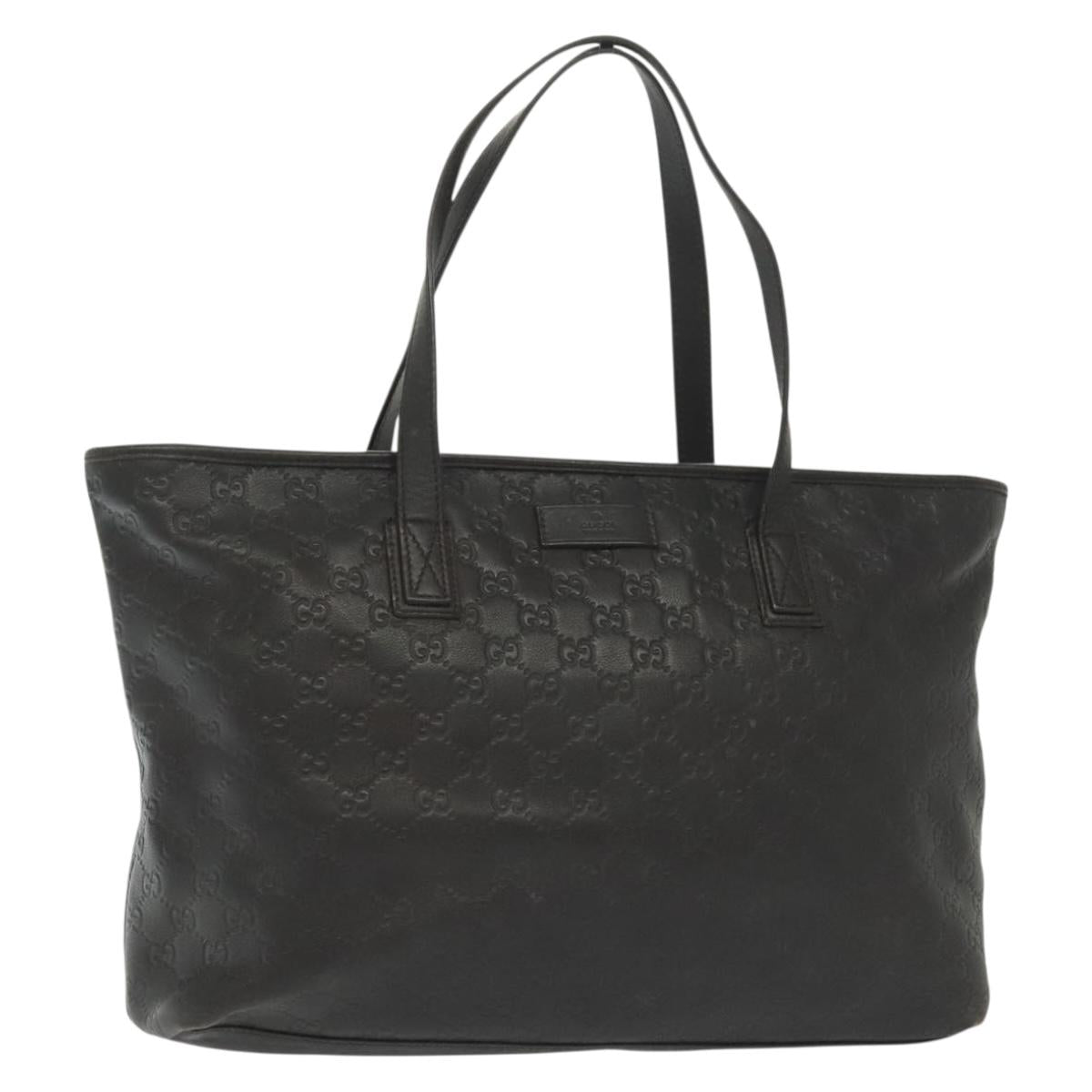GUCCI GG Canvas Guccissima Tote Bag Leather Black Gold 211137 Auth am8964