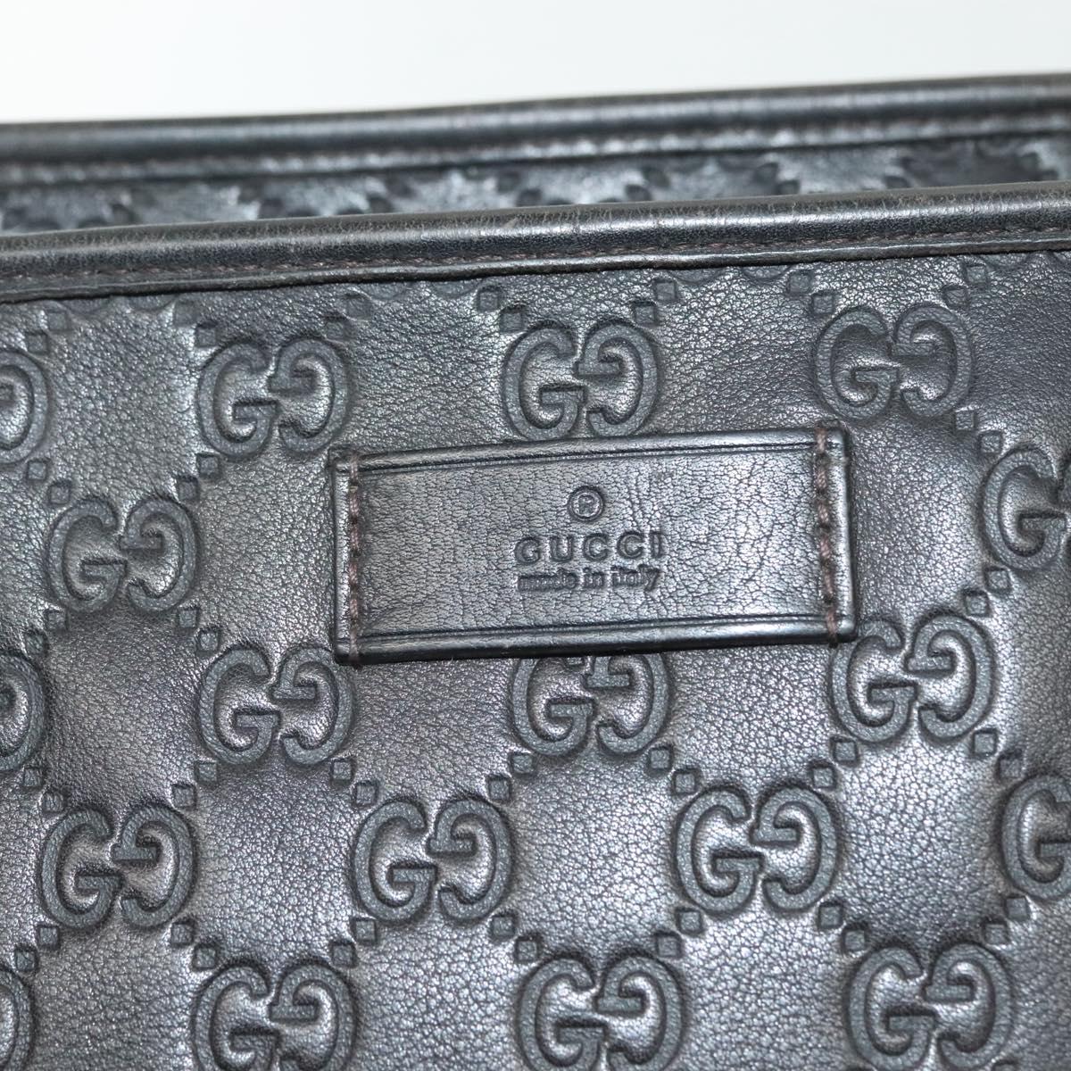 GUCCI GG Canvas Guccissima Tote Bag Leather Black Gold 211137 Auth am8964