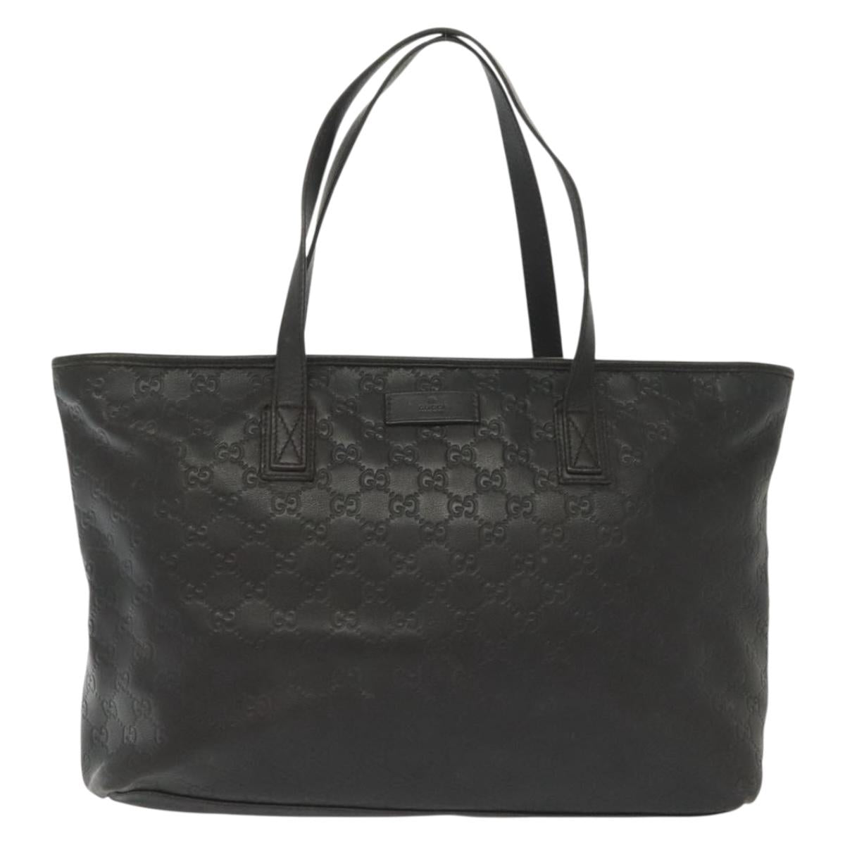 GUCCI GG Canvas Guccissima Tote Bag Leather Black Gold 211137 Auth am8964