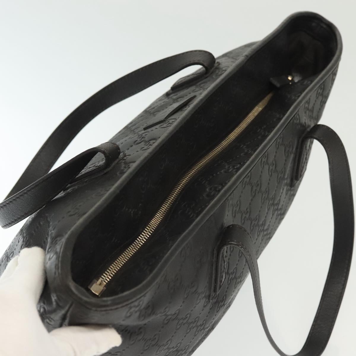 GUCCI GG Canvas Guccissima Tote Bag Leather Black Gold 211137 Auth am8964