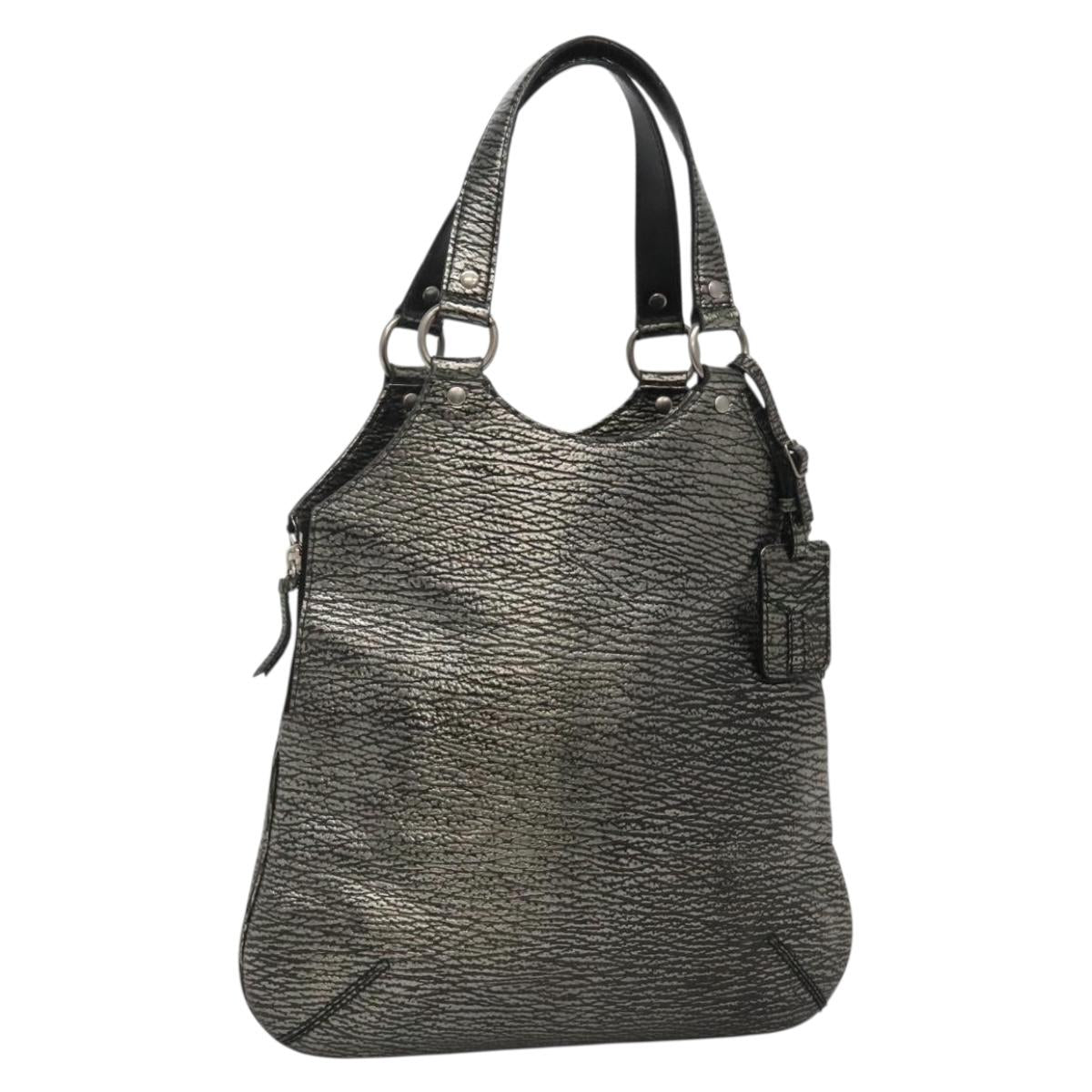 SAINT LAURENT Metropolis Shoulder Bag Leather Silver Auth am8965