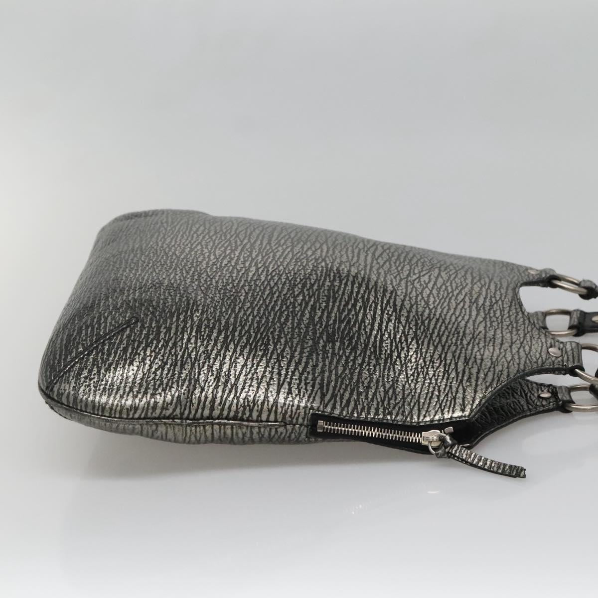 SAINT LAURENT Metropolis Shoulder Bag Leather Silver Auth am8965