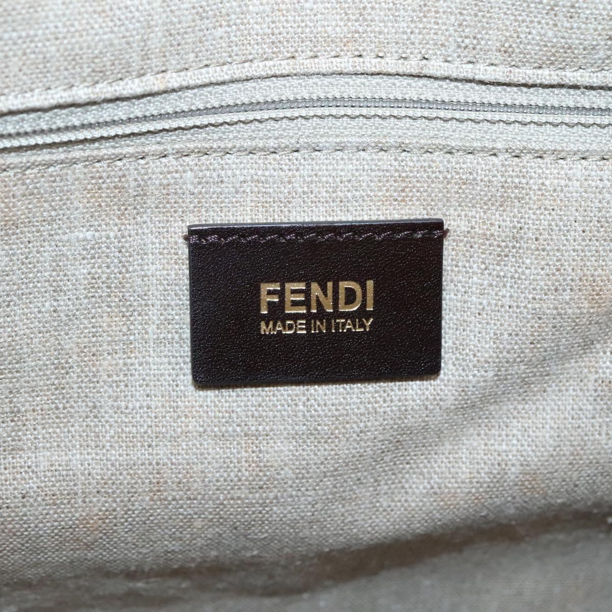FENDI Pecan Canvas Tote Bag Black Brown Auth am8966