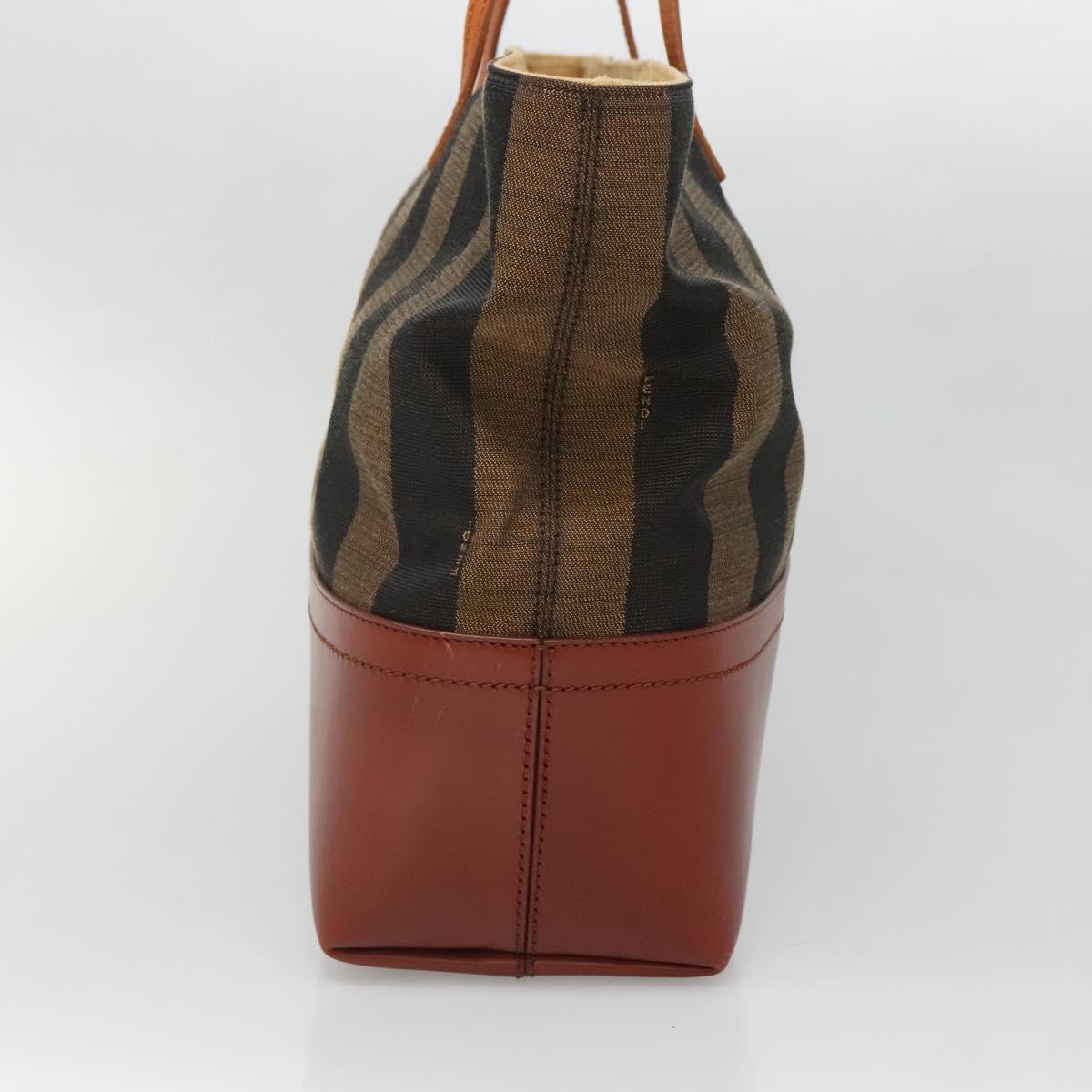 FENDI Pecan Canvas Tote Bag Black Brown Auth am8966