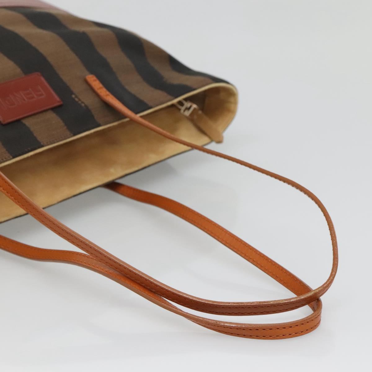 FENDI Pecan Canvas Tote Bag Black Brown Auth am8966