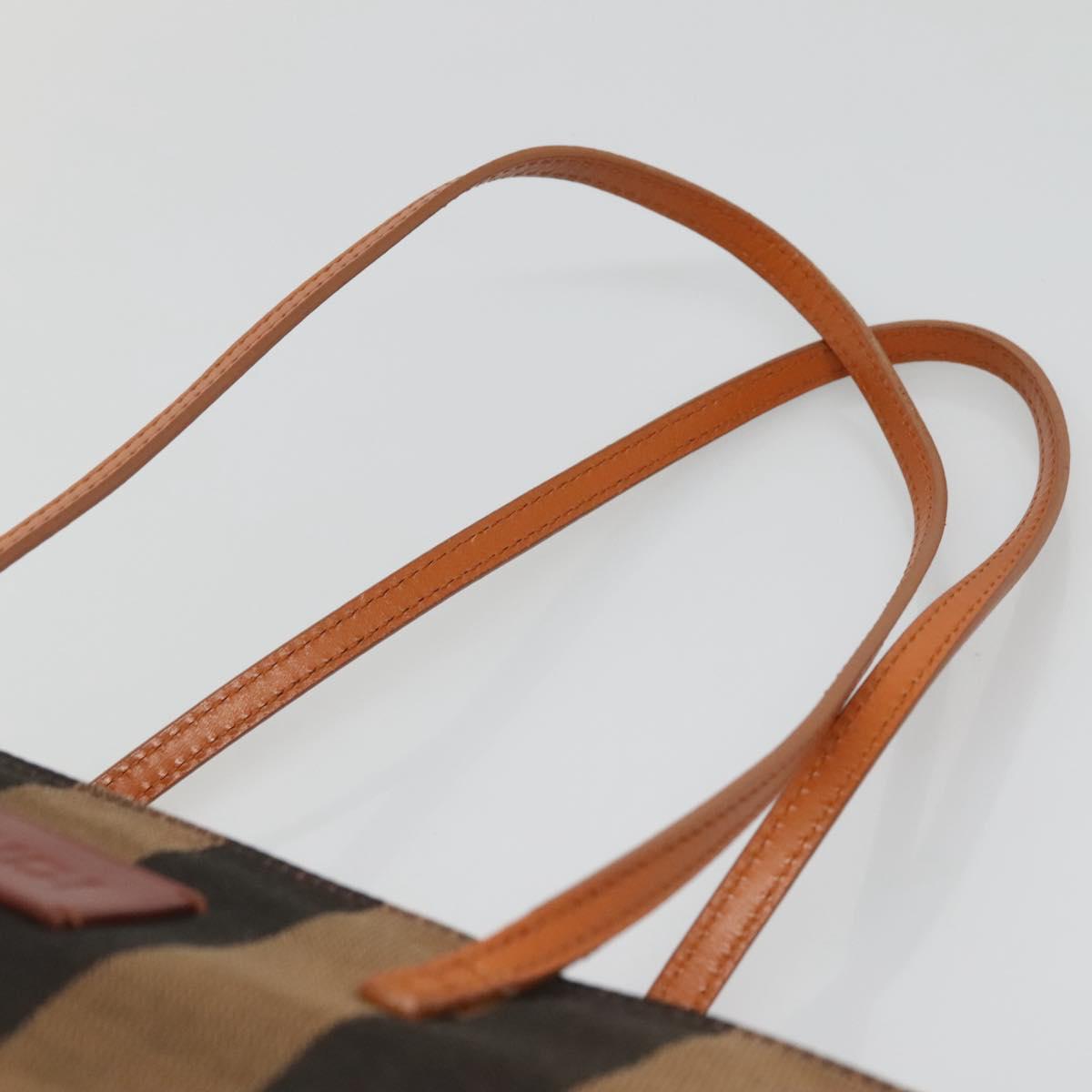 FENDI Pecan Canvas Tote Bag Black Brown Auth am8966