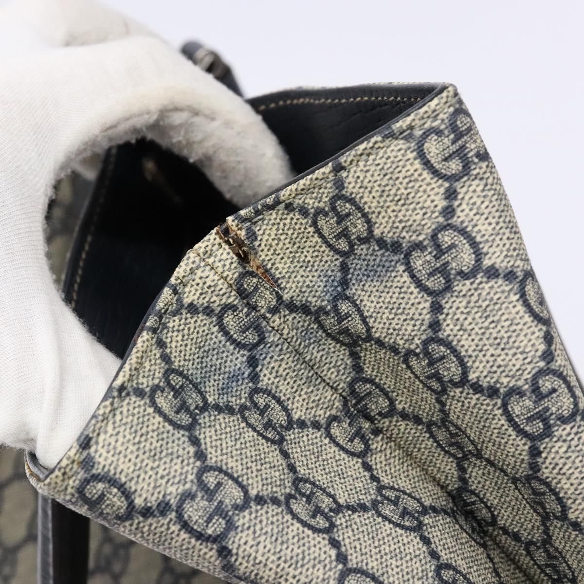 GUCCI GG Supreme Tote Bag PVC Navy Silver 131220 Auth am8978