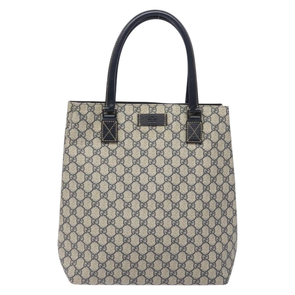 GUCCI GG Supreme Tote Bag PVC Navy Silver 131220 Auth am8978