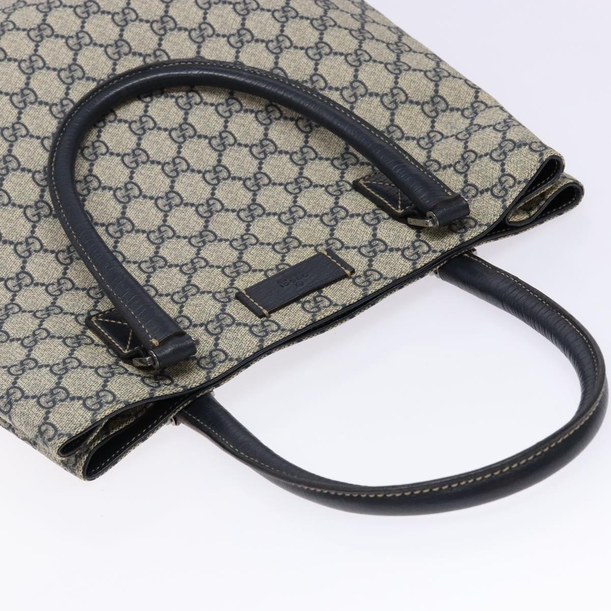 GUCCI GG Supreme Tote Bag PVC Navy Silver 131220 Auth am8978
