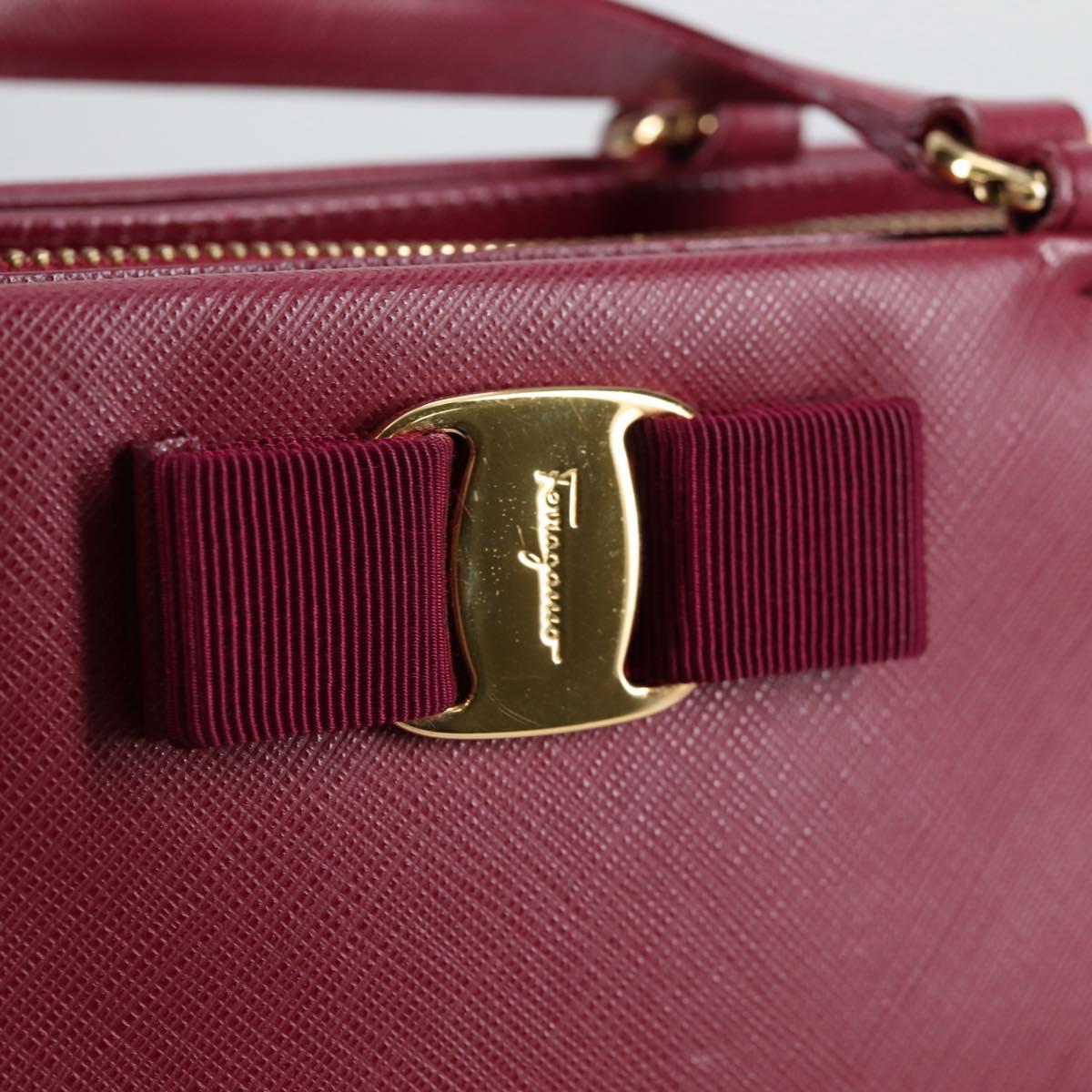 Salvatore Ferragamo Vala Hand Bag Leather 2way Purple Gold Auth am8981V