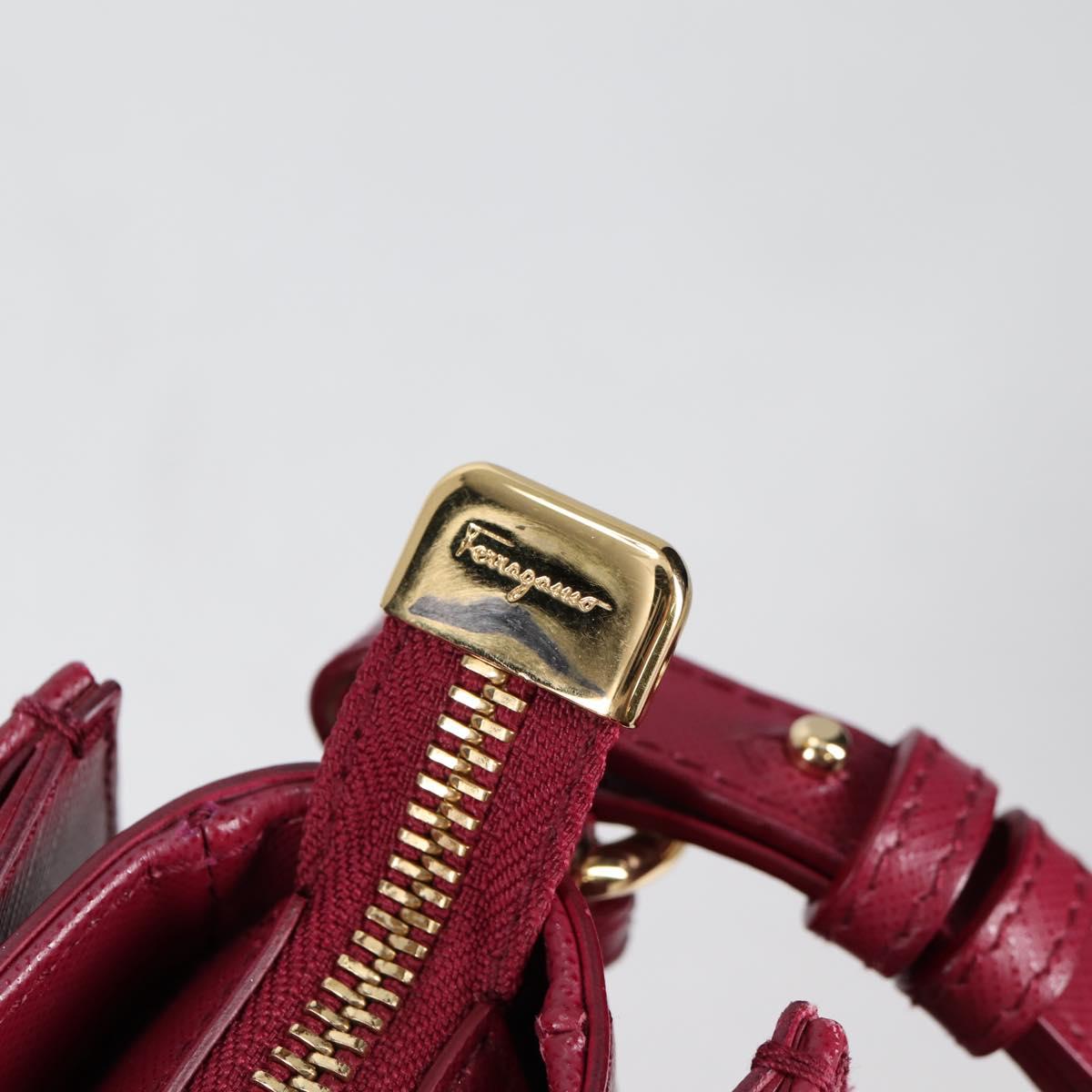 Salvatore Ferragamo Vala Hand Bag Leather 2way Purple Gold Auth am8981V