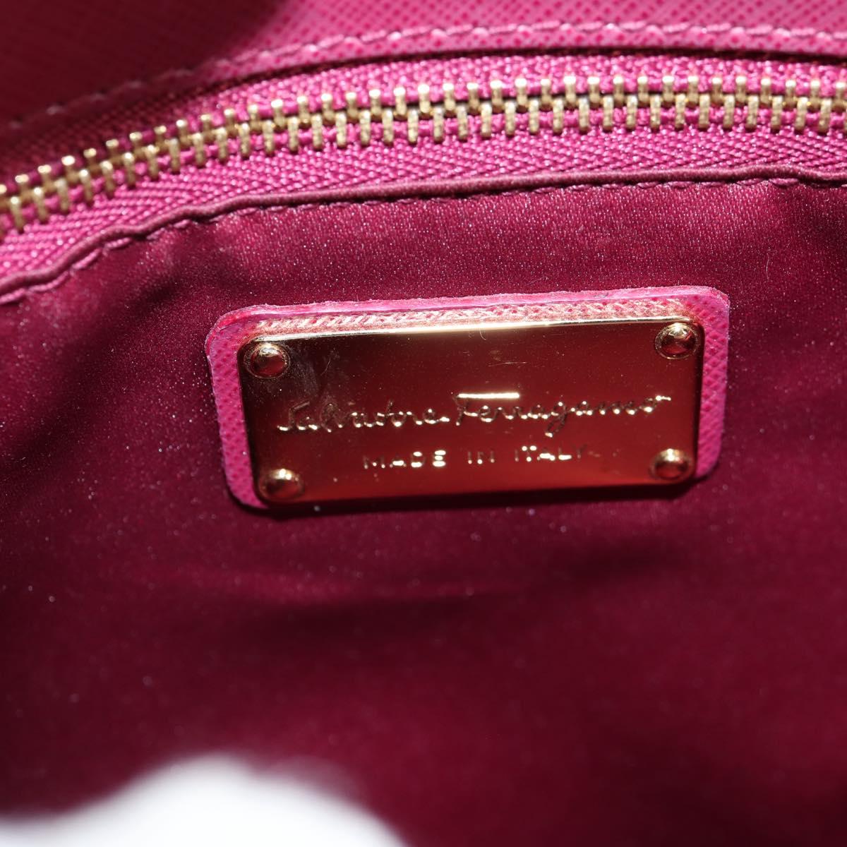 Salvatore Ferragamo Vala Hand Bag Leather 2way Purple Gold Auth am8981V