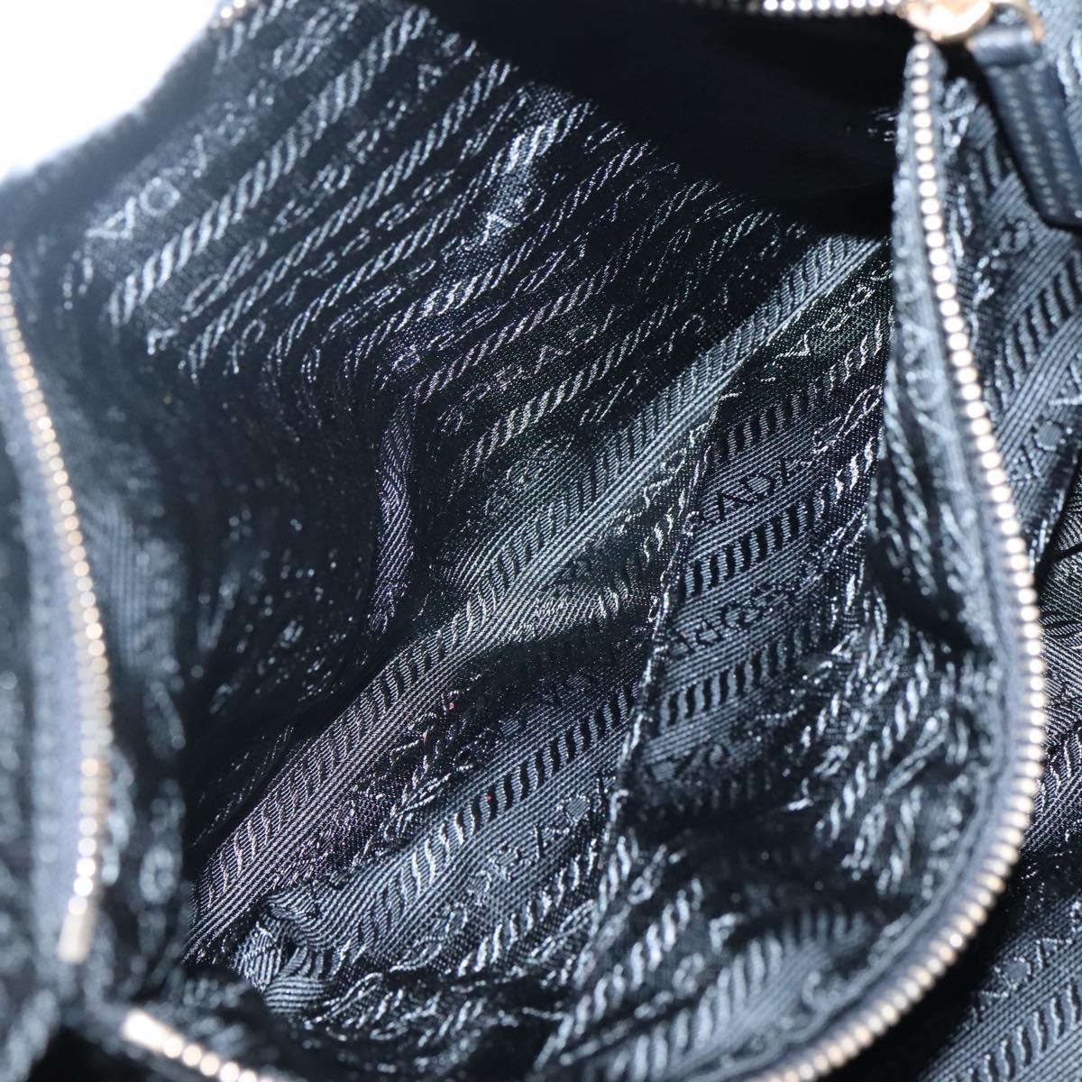 PRADA Shoulder Bag Nylon Leather Black Gold Auth am8984