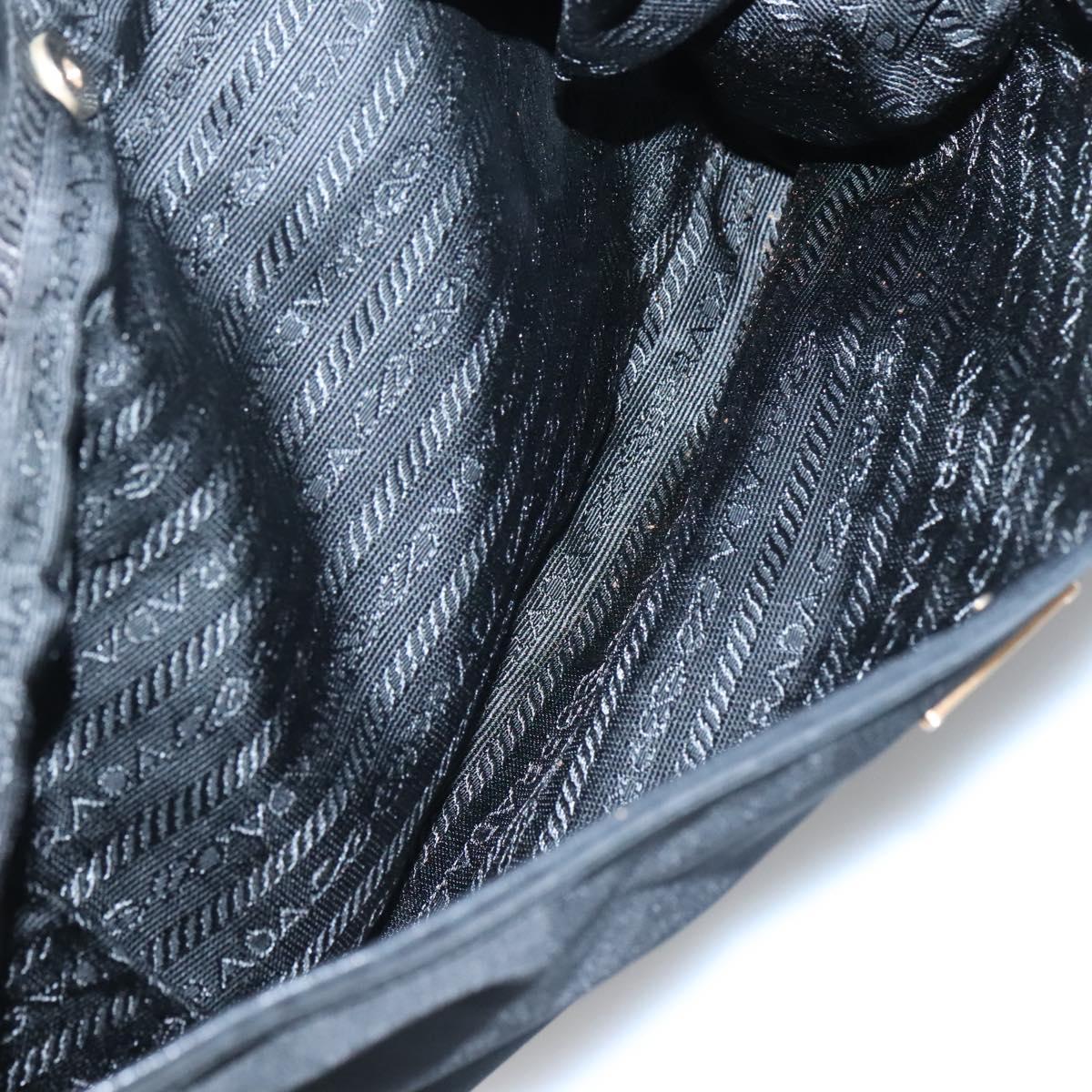 PRADA Shoulder Bag Nylon Leather Black Gold Auth am8984