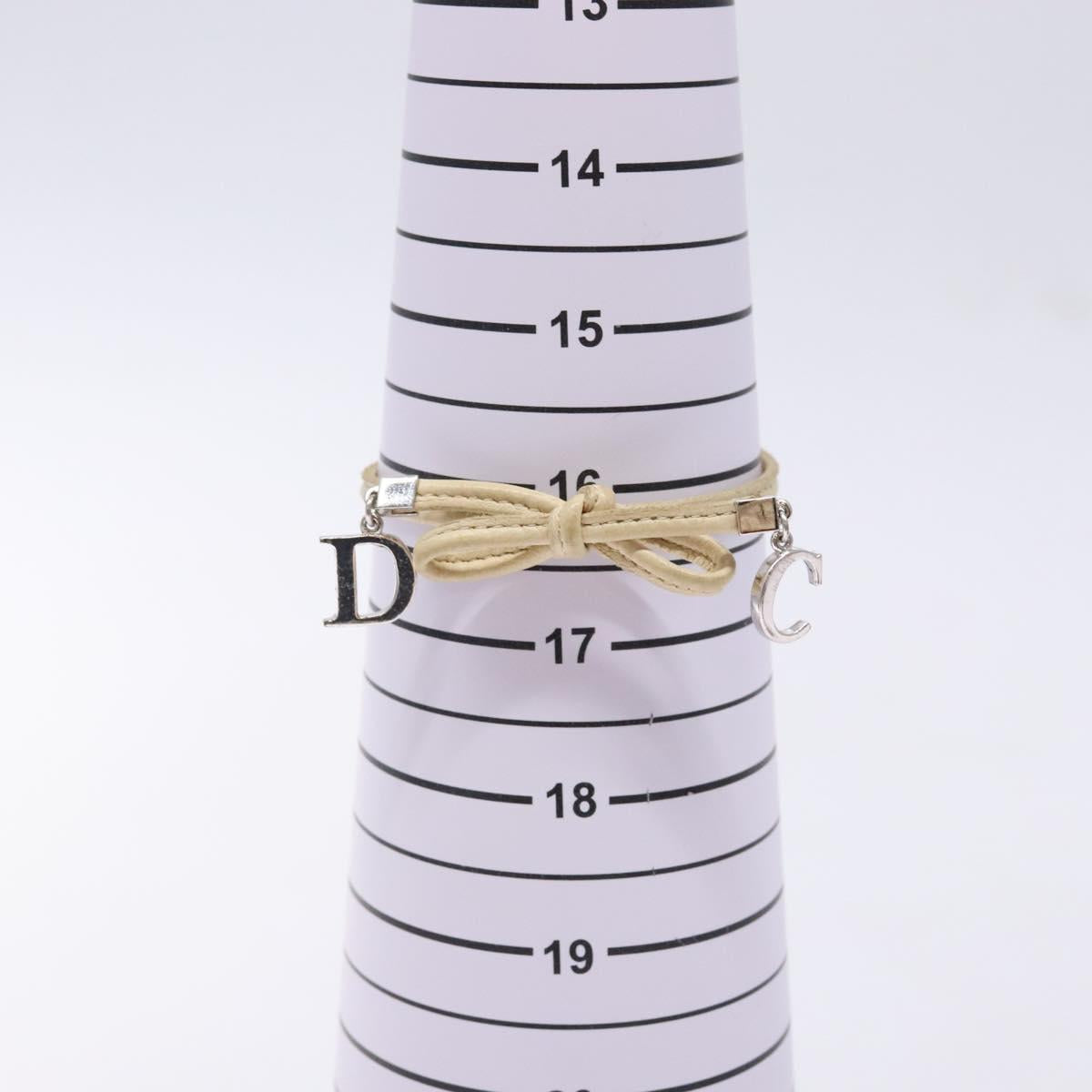 Christian Dior Bracelet Leather Beige Auth am8986