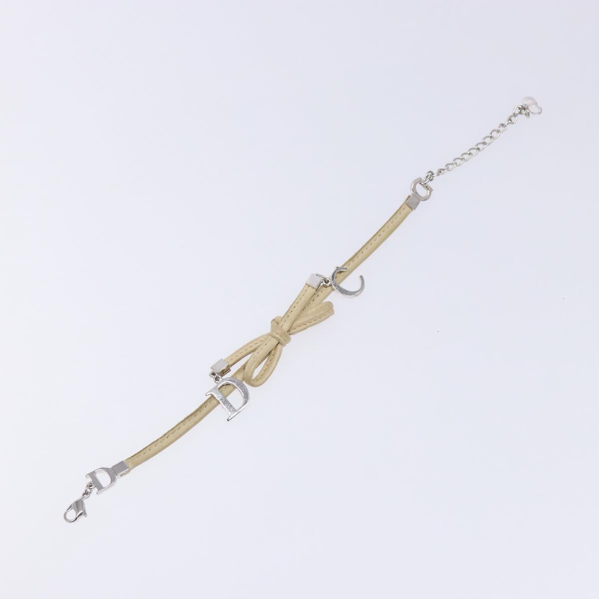 Christian Dior Bracelet Leather Beige Auth am8986