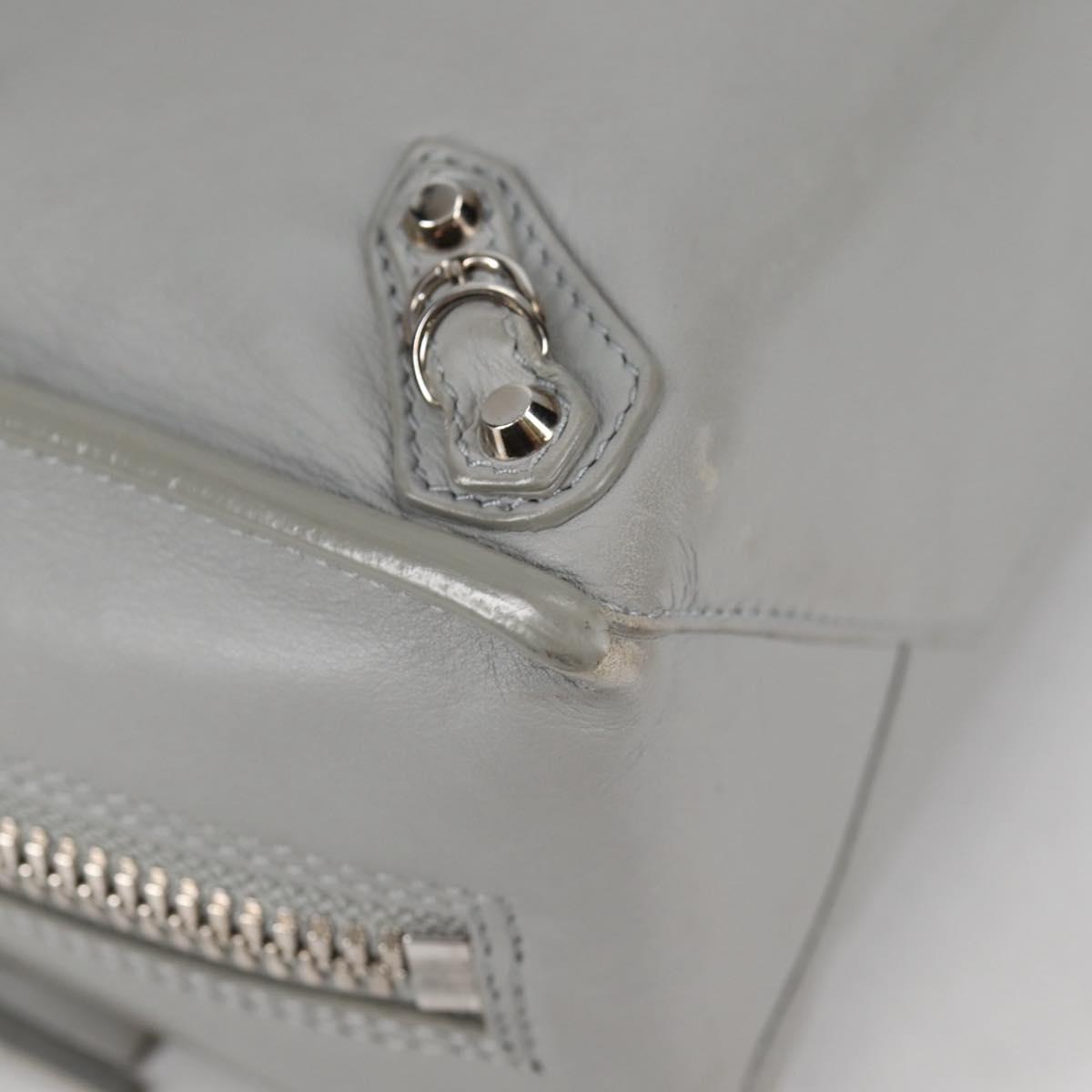 BALENCIAGA Paper Mini Hand Bag Leather 2way Gray Silver Auth am8990V