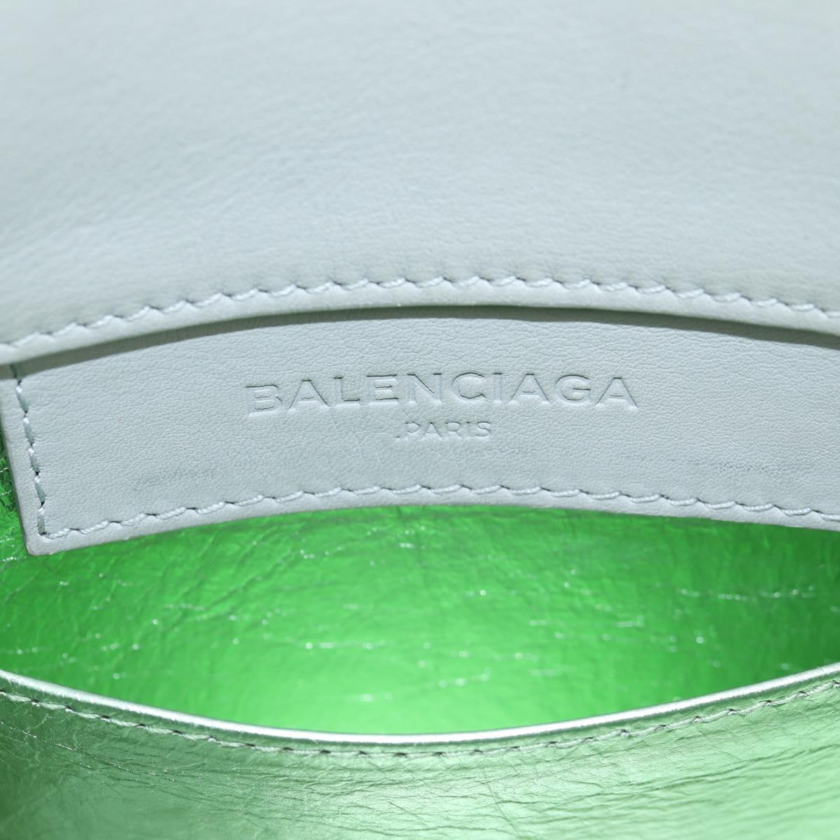 BALENCIAGA Paper Mini Hand Bag Leather 2way Gray Silver Auth am8990V