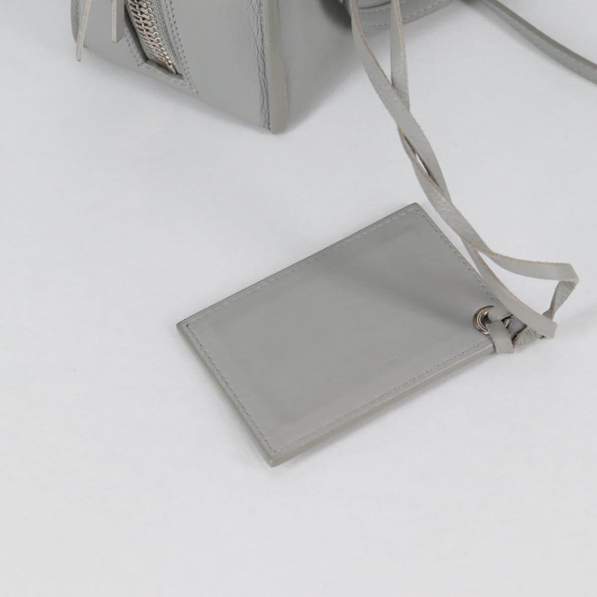 BALENCIAGA Paper Mini Hand Bag Leather 2way Gray Silver Auth am8990V