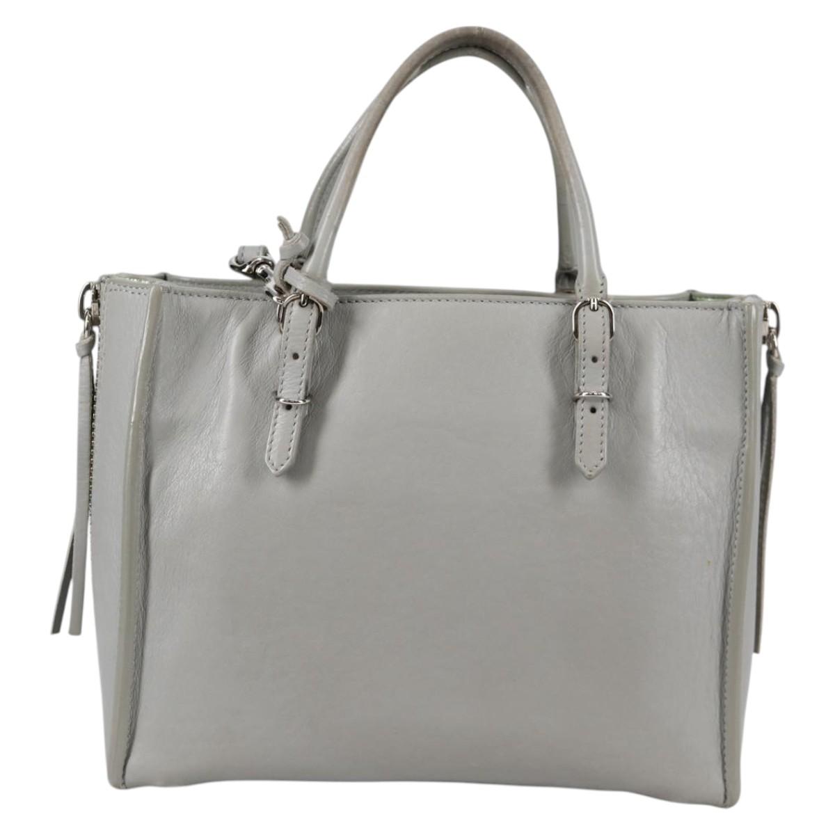 BALENCIAGA Paper Mini Hand Bag Leather 2way Gray Silver Auth am8990V