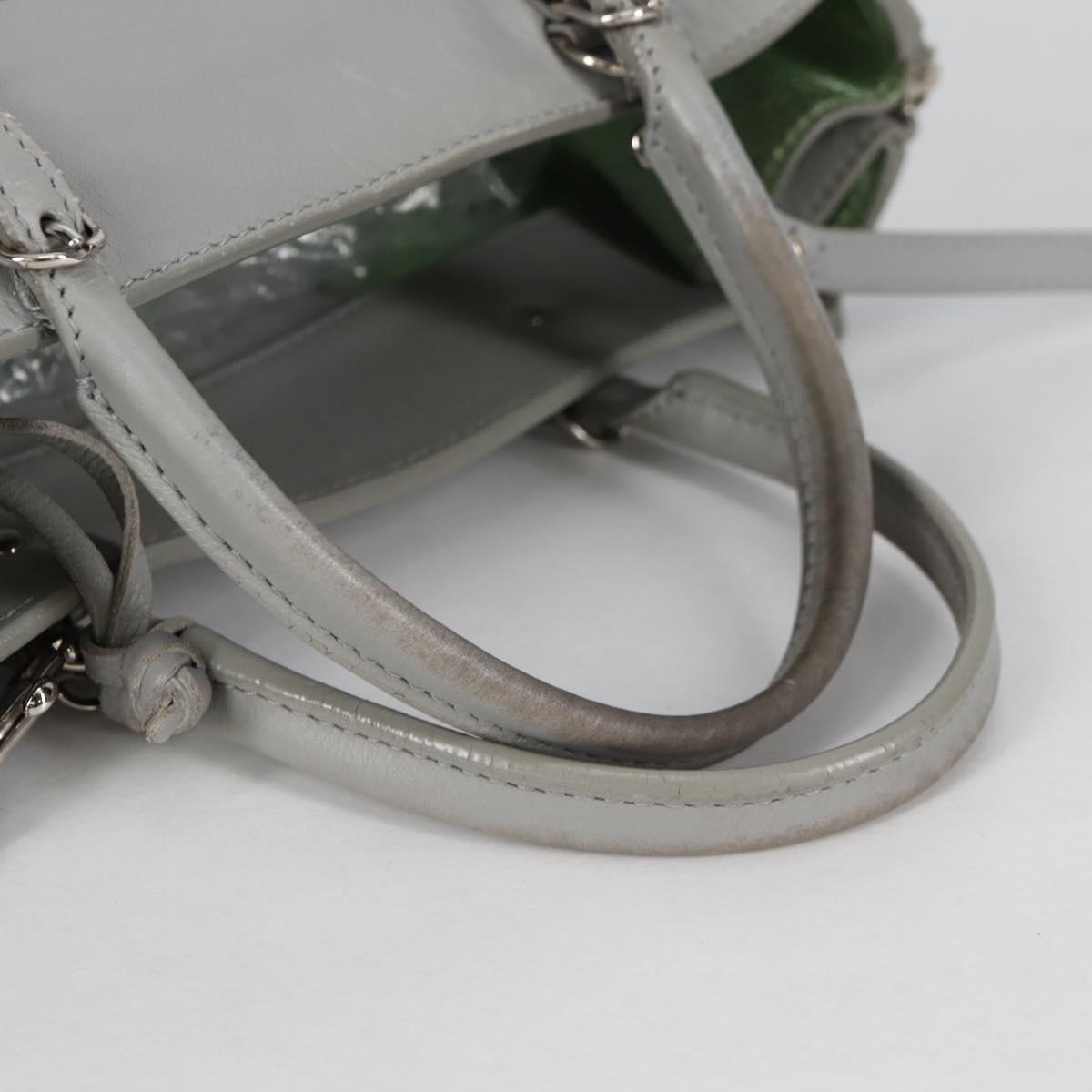 BALENCIAGA Paper Mini Hand Bag Leather 2way Gray Silver Auth am8990V