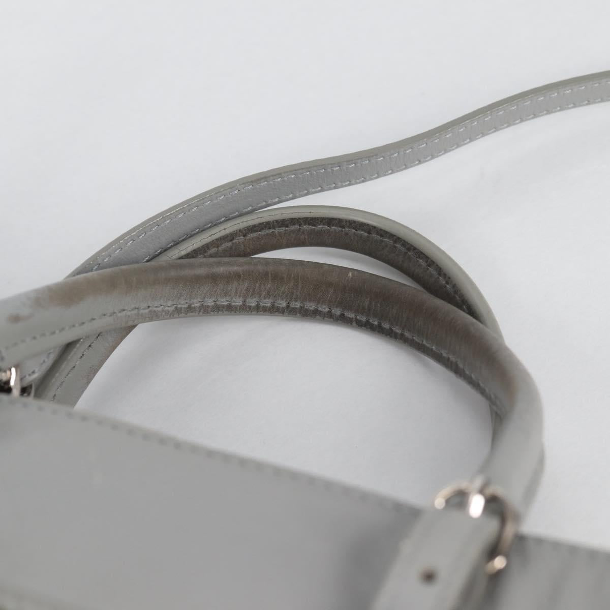 BALENCIAGA Paper Mini Hand Bag Leather 2way Gray Silver Auth am8990V