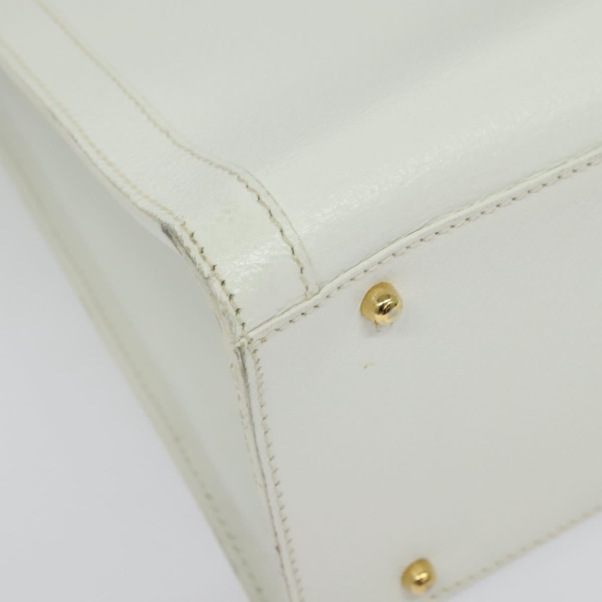 GUCCI Bamboo Hand Bag Leather White Gold 002 2865 0260 Auth am8992