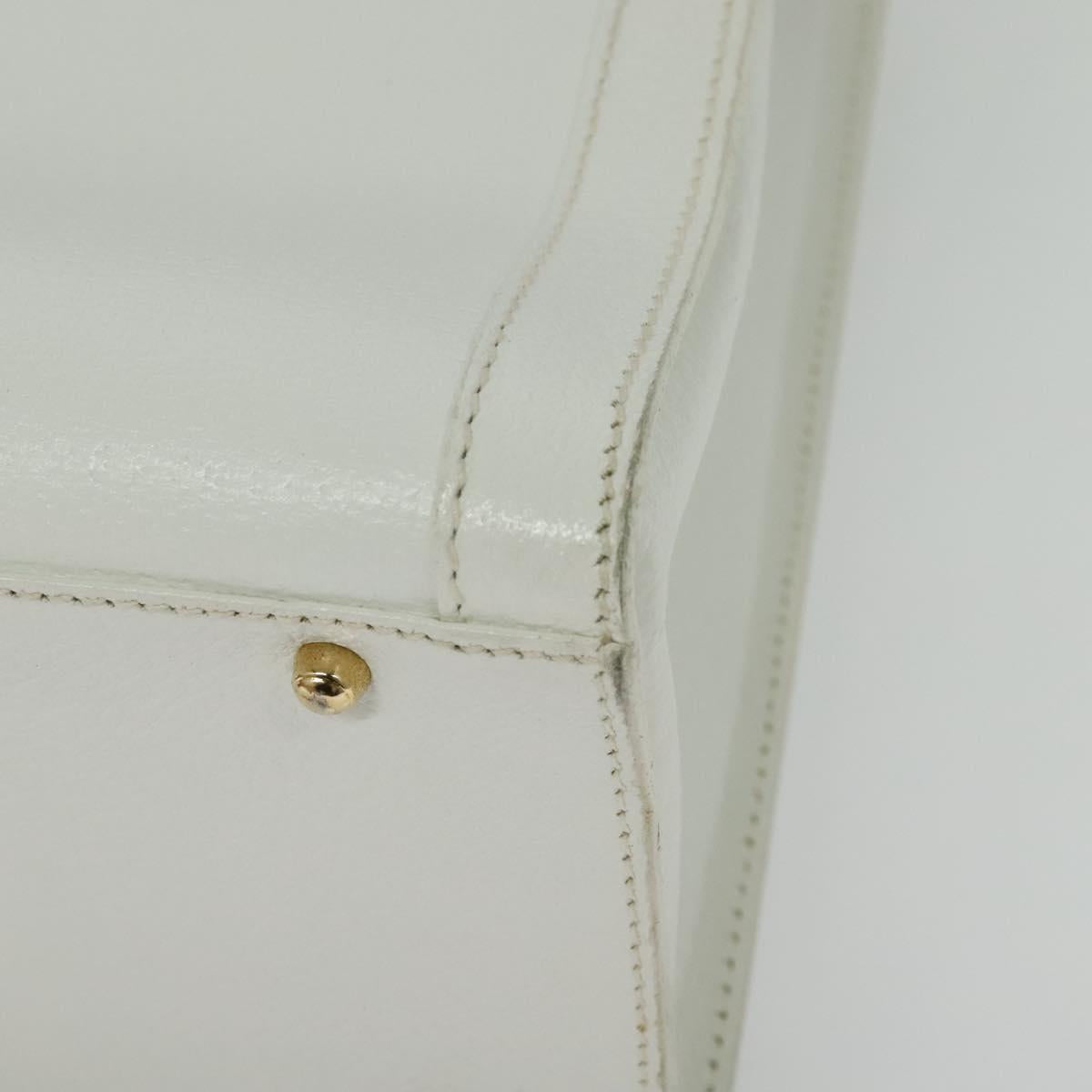 GUCCI Bamboo Hand Bag Leather White Gold 002 2865 0260 Auth am8992