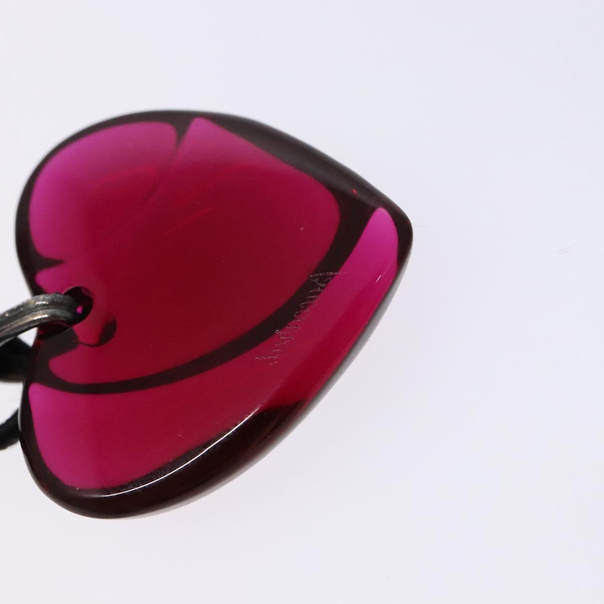 Baccarat Crystal Glass Heart Necklace Red Auth am8993