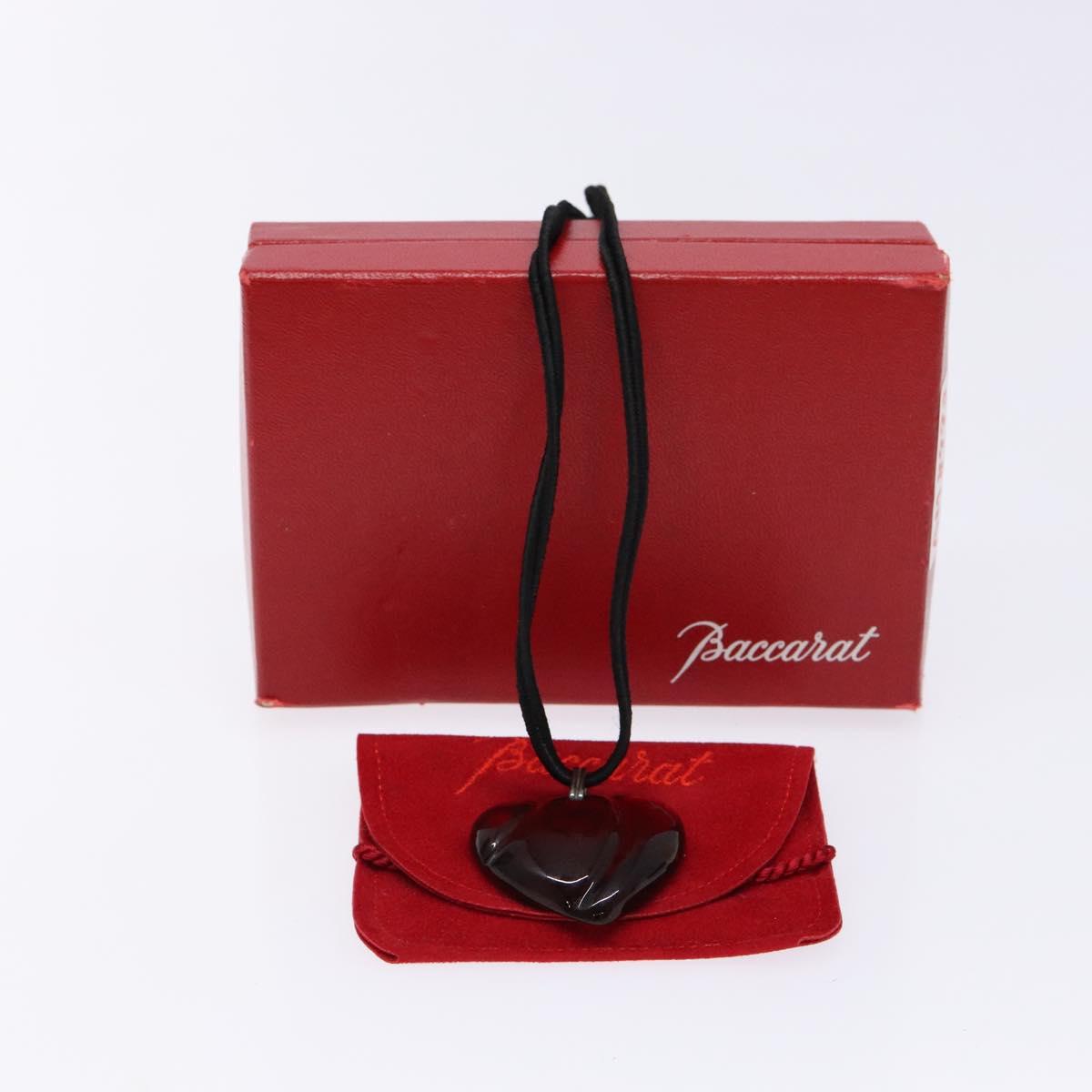 Baccarat Crystal Glass Heart Necklace Red Auth am8993