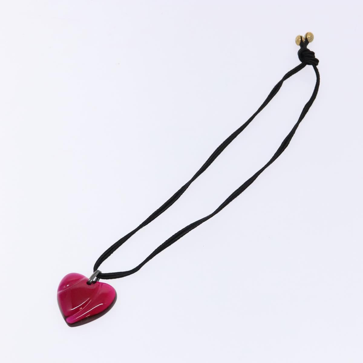 Baccarat Crystal Glass Heart Necklace Red Auth am8993