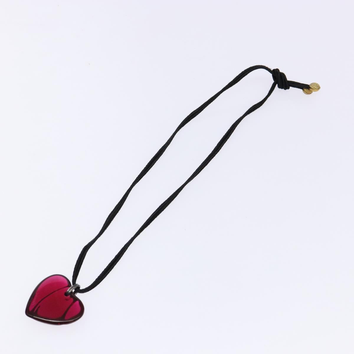 Baccarat Crystal Glass Heart Necklace Red Auth am8993