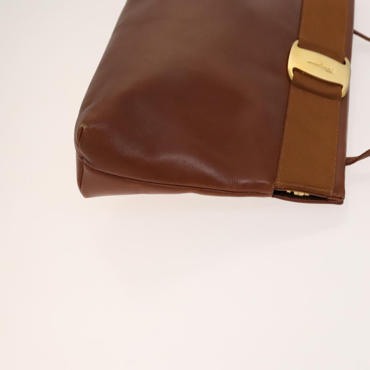 Salvatore Ferragamo Vala Shoulder Bag Leather 2Set Brown Auth am8995