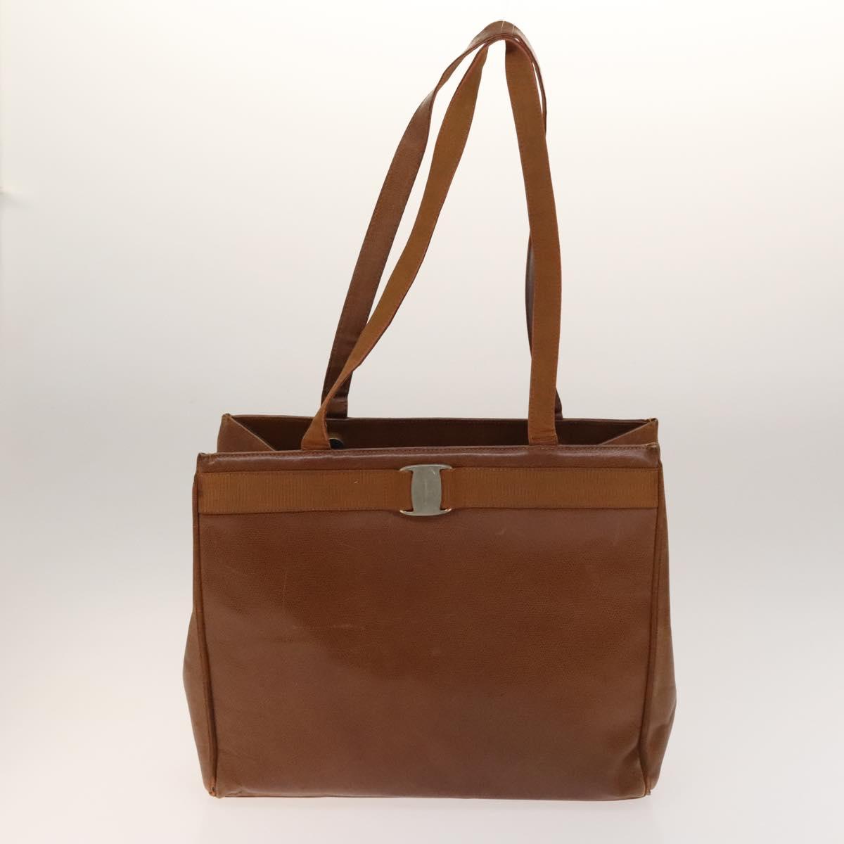 Salvatore Ferragamo Vala Shoulder Bag Leather 2Set Brown Auth am8995