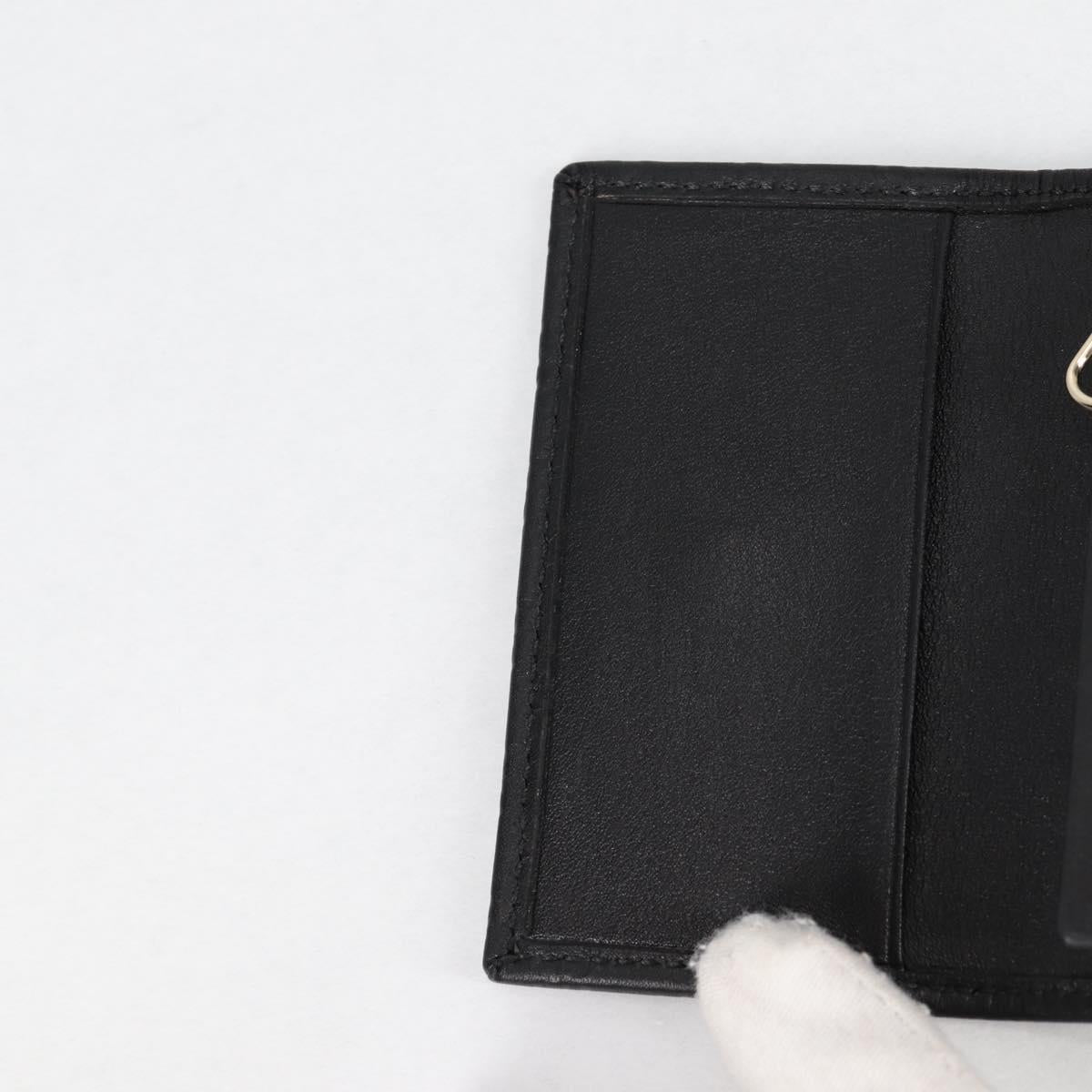 GUCCI GG Canvas Guccissima Key Case Leather Black Gold 268833 2184 Auth am9008V
