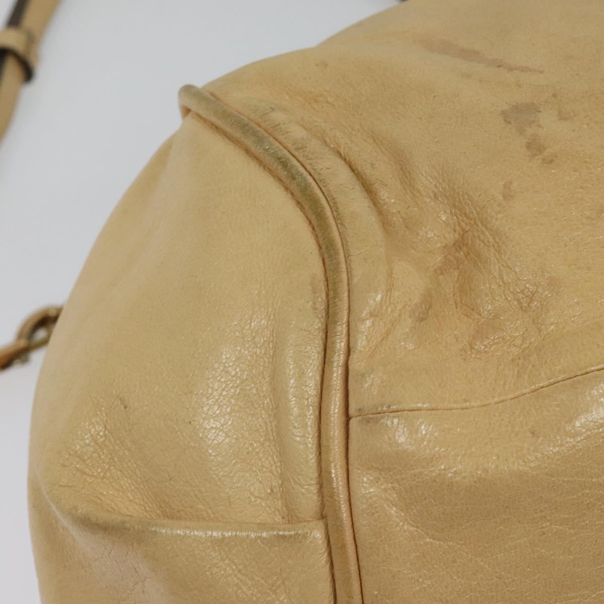 Chloe Etel Hand Bag Leather 2way Beige Gold Auth am9018