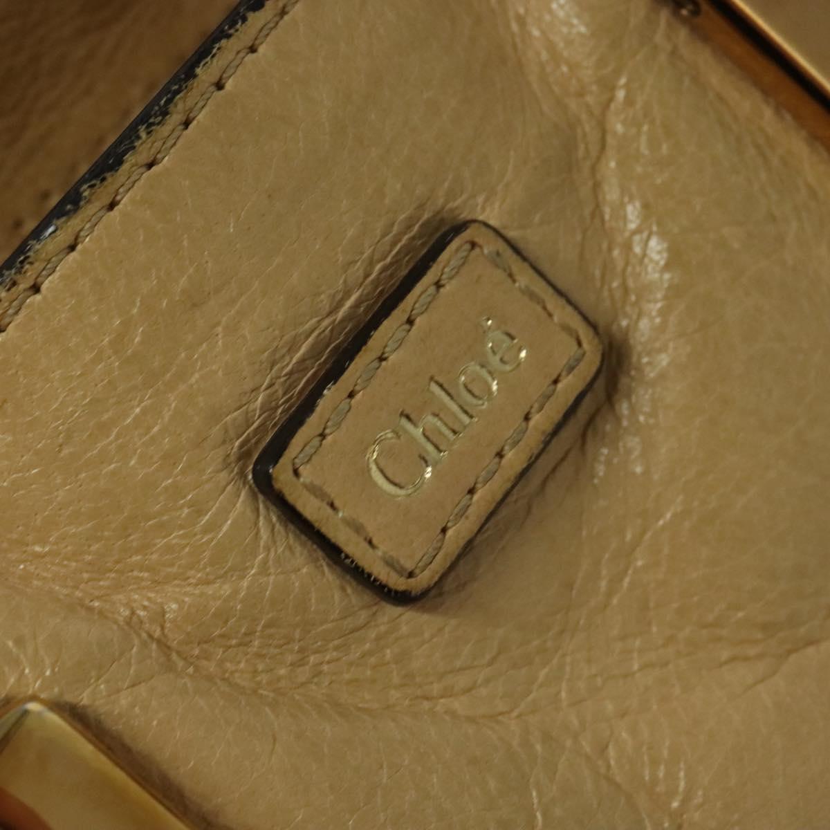 Chloe Etel Hand Bag Leather 2way Beige Gold Auth am9018